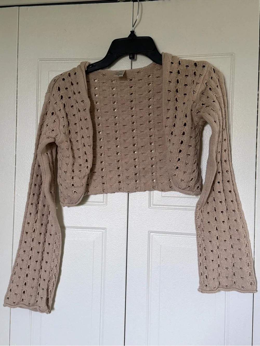 Beige Open-Knit Cropped Girl’s Sweater